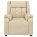 VidaXL Fotel masujący, kremowy, obity tkaniną
