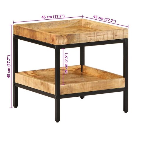 VidaXL Stolik boczny z półką Brązowy 45 x 45 x 45 cm lite drewno mango