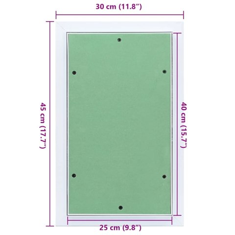 DRZWICZKI REWIZYJNE BIAŁY 30X45CM ALUMINIUM I PŁYTA GIPSOWA