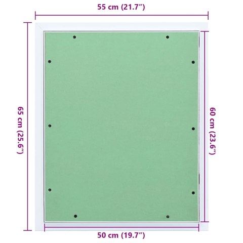 DRZWICZKI REWIZYJNE BIAŁY 55X65CM ALUMINIUM I PŁYTA GIPSOWA