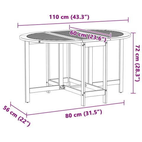 STÓŁ OGRODOWY BRĄZOWY 110X60X72CM LITE DREWNO AKACJOWE