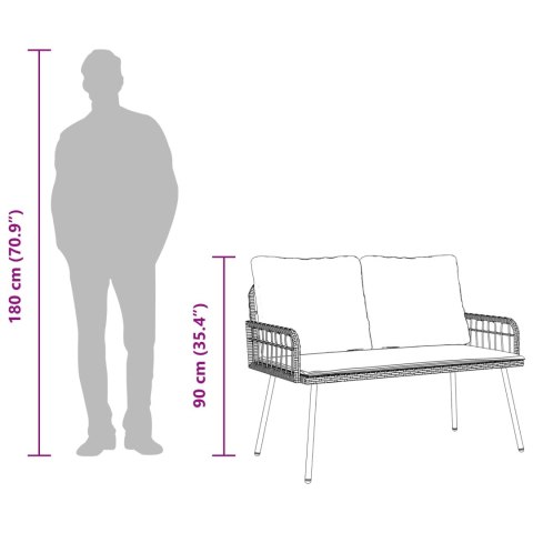 VidaXL Ławka ogrodowa z poduszką Brązowy 114 x 64 x 78cm Metal