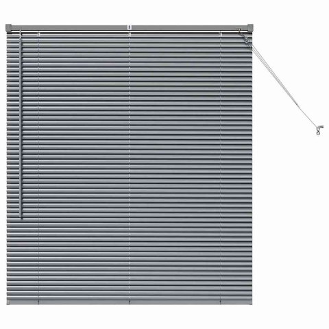 ŻALUZJA OKIENNA Z ZASŁONAMI CIEMNO SZARY ALUMINIUM