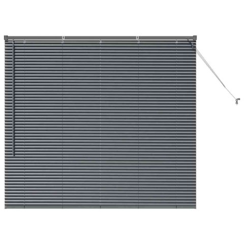 ŻALUZJA OKIENNA Z ZASŁONAMI CIEMNO SZARY ALUMINIUM