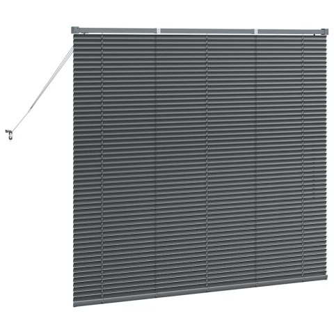 ŻALUZJA OKIENNA Z ZASŁONAMI CIEMNO SZARY ALUMINIUM