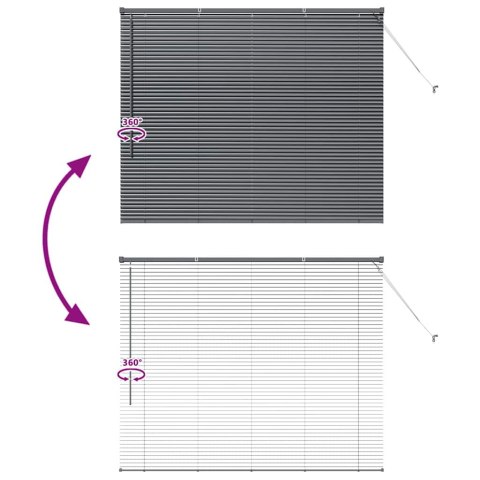 ŻALUZJA OKIENNA Z ZASŁONAMI CIEMNO SZARY ALUMINIUM