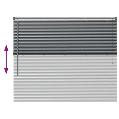 ŻALUZJA OKIENNA Z ZASŁONAMI CIEMNO SZARY ALUMINIUM