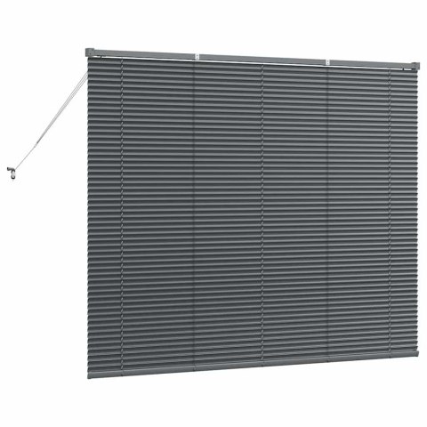ŻALUZJA OKIENNA Z ZASŁONAMI CIEMNO SZARY ALUMINIUM
