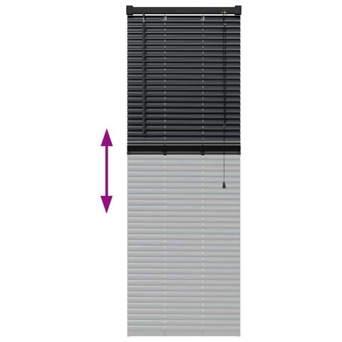 ŻALUZJA OKIENNA Z ZASŁONAMI CZARNY ALUMINIUM
