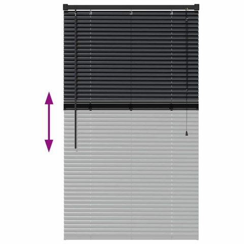 ŻALUZJA OKIENNA Z ZASŁONAMI CZARNY ALUMINIUM