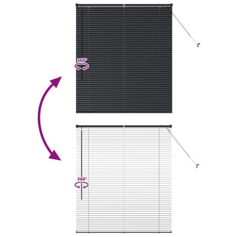 ŻALUZJA OKIENNA Z ZASŁONAMI CZARNY ALUMINIUM