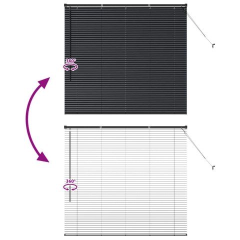 ŻALUZJA OKIENNA Z ZASŁONAMI CZARNY ALUMINIUM