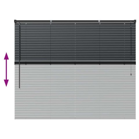 ŻALUZJA OKIENNA Z ZASŁONAMI CZARNY ALUMINIUM