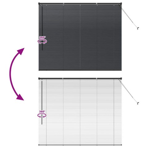 ŻALUZJA OKIENNA Z ZASŁONAMI CZARNY ALUMINIUM