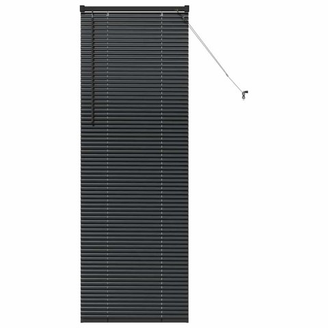 ŻALUZJA OKIENNA Z ZASŁONAMI CZARNY ALUMINIUM