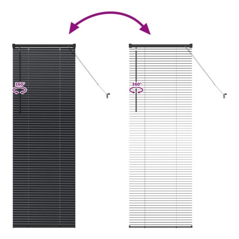 ŻALUZJA OKIENNA Z ZASŁONAMI CZARNY ALUMINIUM