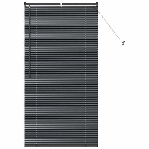 ŻALUZJA OKIENNA Z ZASŁONAMI CZARNY ALUMINIUM
