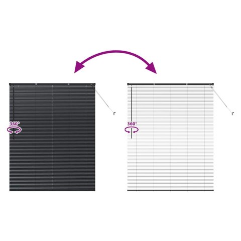 VidaXL Żaluzja okienna z zasłonami Czarny Aluminium