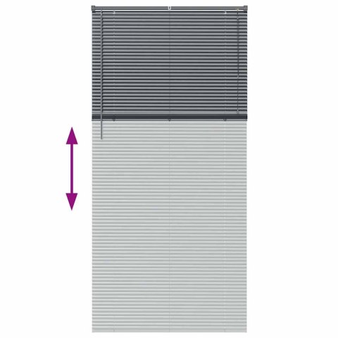 ŻALUZJA OKIENNA Z ZASŁONAMI CIEMNO SZARY ALUMINIUM