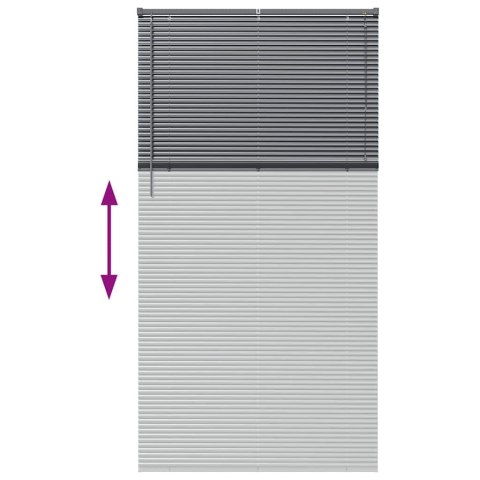 ŻALUZJA OKIENNA Z ZASŁONAMI CIEMNO SZARY ALUMINIUM