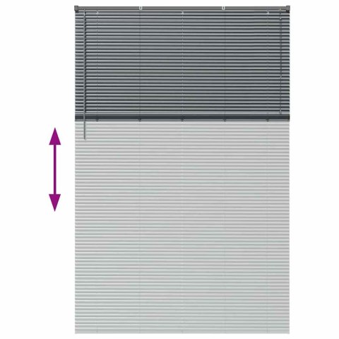 ŻALUZJA OKIENNA Z ZASŁONAMI CIEMNO SZARY ALUMINIUM