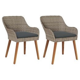 VidaXL Krzesło Ogrodowe 2 pcs Czarny 55 x 62.5 x 82cm polirattan