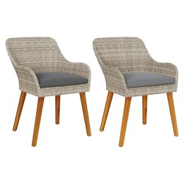 VidaXL Krzesło Ogrodowe 2 pcs Jasnoszary 55 x 62.5 x 82cm polirattan