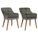 VidaXL Krzesło Ogrodowe 2 pcs Szary 55 x 62.5 x 82cm polirattan