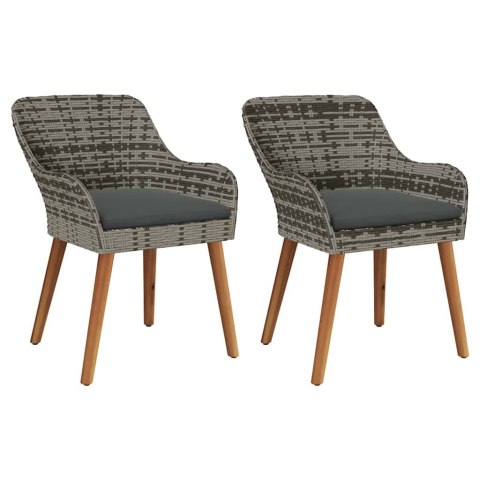 VidaXL Krzesło Ogrodowe 2 pcs Szary 55 x 62.5 x 82cm polirattan