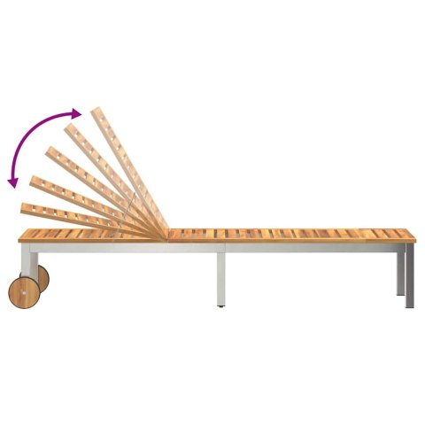 VidaXL Leżak 1-osoba Brązowy 207 x 58 x 35cm Lite drewno akacjowe