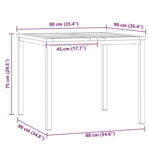 STÓŁ OGRODOWY BRĄZOWY LITE DREWNO AKACJI 90 X 90 X 75 CM