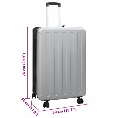 VidaXL Walizka Z blokadą Srebrny 50 x 30 x 76 cm Plastik ABS