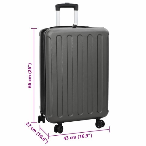 WALIZKA Z BLOKADĄ CIEMNO SZARY 43X27X66CM PLASTIK ABS