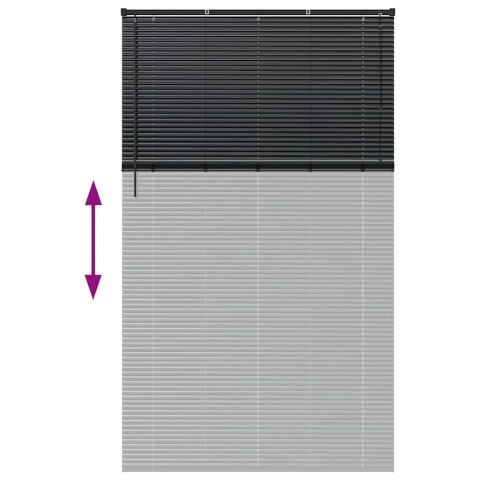 ŻALUZJA OKIENNA Z ZASŁONAMI CZARNY ALUMINIUM
