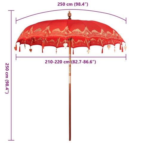VidaXL Baliński Parasol Czerwony 215 x 215 x 260 cm