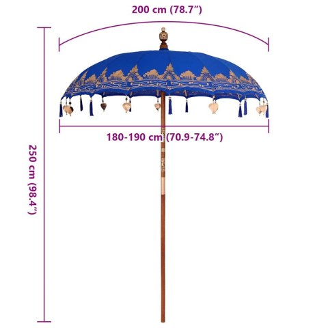 VidaXL Baliński Parasol Niebieski 185 x 185 x 260 cm