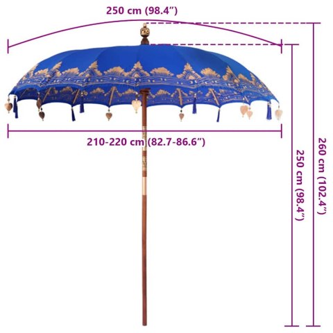VidaXL Baliński Parasol Niebieski 215 x 215 x 260 cm