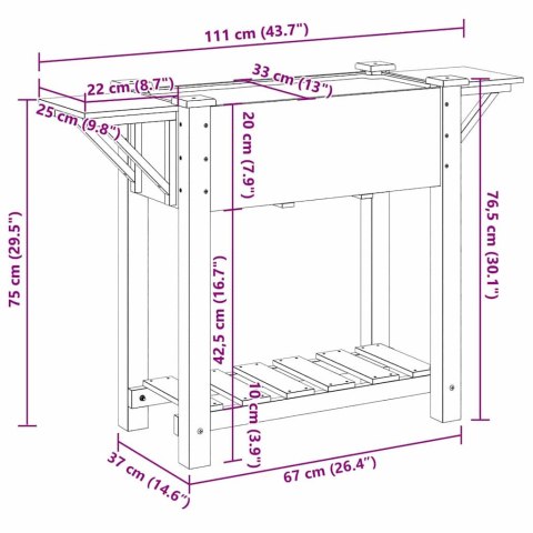 DONICZKA OGRODOWA BEŻOWY 111X37X76,5CM DREWNO ŚWIERKOWE
