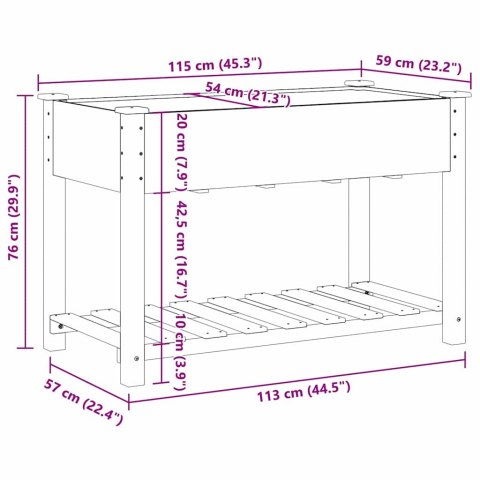 DONICZKA OGRODOWA BEŻOWY 115X59X76,5CM DREWNO ŚWIERKOWE