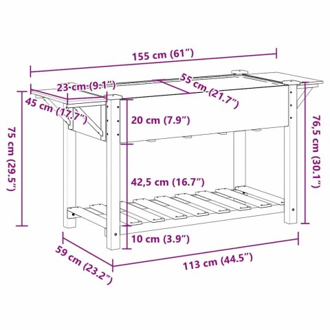 DONICZKA OGRODOWA BEŻOWY 155X59X76,5CM DREWNO ŚWIERKOWE