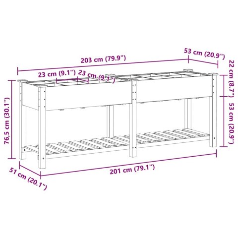 DONICZKA OGRODOWA BEŻOWY 203,5X53X76,5CM DREWNO ŚWIERKOWE