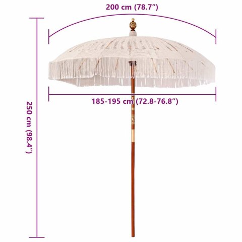 VidaXL Parasol Makramowy Kremowy 190 x 190 x 260 cm