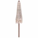 RĘCZNIE ROBIONY PARASOL MAKRAMA BOHO KREMOWY 252 CM TEAK I BAWEŁNA