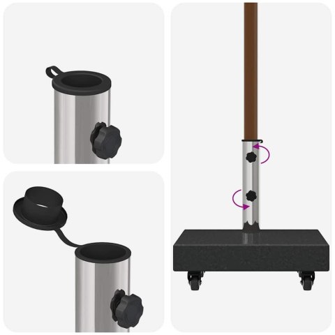 VidaXL Podstawa do parasola Czarny 45 x 25 x 45 cm Granit i stal