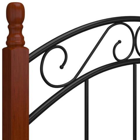 RAMA ŁÓŻKA CZARNY METAL I LITE DREWNO DĘBOWE 120X200CM