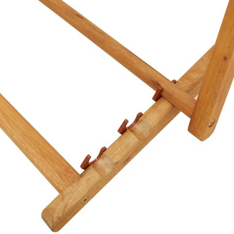 SKŁADANY LEŻAK DREWNO EUKALIPTUSA I KREMOWA TKANINA