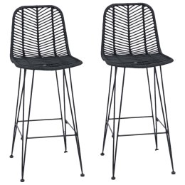 VidaXL Krzesło barowe 2 pcs Czarny 44,5 x 53 x 111 cm Rattan i żelazo