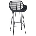 KRZESŁO BAROWE 2 SZT CZARNY 55X52X92CM RATTAN I ŻELAZO