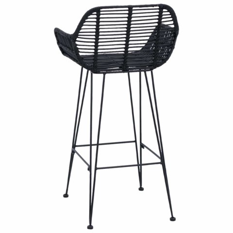 KRZESŁO BAROWE 2 SZT CZARNY 55X52X92CM RATTAN I ŻELAZO