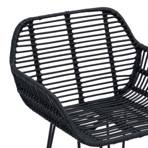 KRZESŁO BAROWE 2 SZT CZARNY 55X52X92CM RATTAN I ŻELAZO